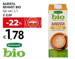 Bennet Barista avena Bennet bio offerta