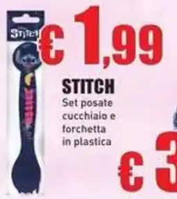 Casalandia Stitch set posate cucchiaino e forchetta in plastica offerta