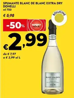 Bennet Spumante blanc de blanc extra dry Donelli offerta