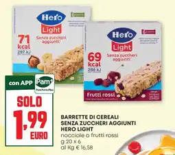 Pam Barrette di cereali senza zuccheri aggiunti Hero Light offerta