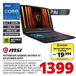 Comet msi notebook gaming katana 15 offerta