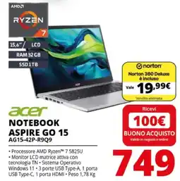 Comet Acer Notebook Aspire Go 15 offerta