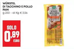 Panorama Würstel di tacchino e pollo Pam offerta