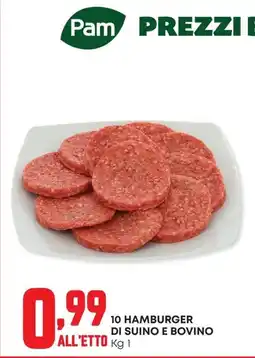Panorama Pam 10 hamburger di suino e bovino offerta