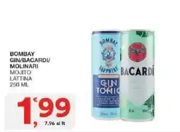 Sisa Bombay gin/bacardi/molinari mojito lattina offerta