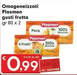 Eurospar Omogeneizzati Plasmon gusti frutta offerta