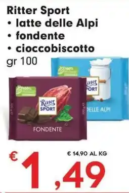 Eurospar Ritter Sport fondente offerta