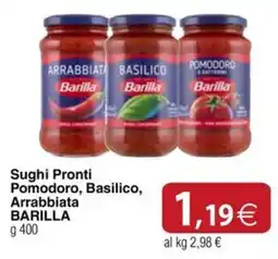 Docks Cash&Carry Sughi Pronti Pomodoro, Basilico, Arrabbiata BARILLA offerta