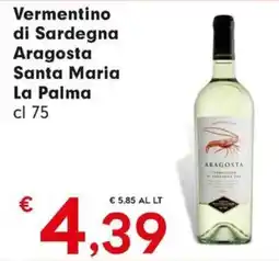 Eurospar Vermentino di Sardegna Aragosta Santa Maria La Palma offerta