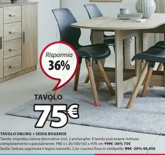 JYSK Tavolo obling + sedia bogense offerta