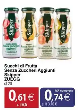 Docks Cash&Carry Succhi di Frutta Senza Zuccheri Aggiunti Skipper ZUEGG offerta