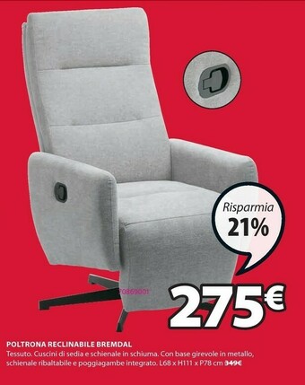 JYSK Poltrona reclinabile bremdal offerta