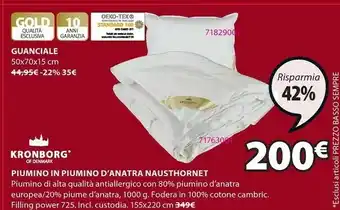 JYSK Kronborg of denmark piumino in piumino d'anatra nausthornet offerta