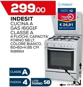 Bricofer Cucina a gas 16gg1f classe a 4 fuochi offerta