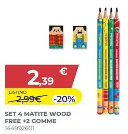 Toys Center Set 4 matite wood offerta