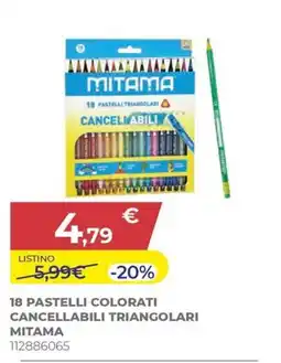 Toys Center 18 pastelli colorati cancellabili triangolari mitama offerta