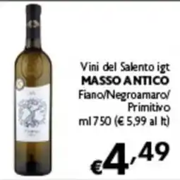 Spak Supermercati Vini del Salento igt Masso Antico offerta