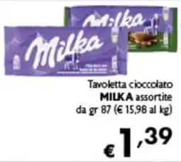 Spak Supermercati Tavoletta cioccolato MILKA assortite offerta