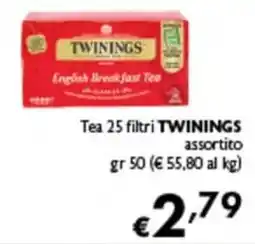 Spak Supermercati Tea 25 filtri TWININGS assortito offerta