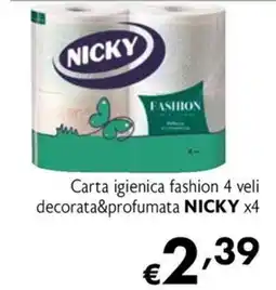 Maxi Family Carta igienica fashion 4 veli decorata&profumata NICKY offerta