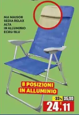 Maury's Ma Maison sedia relax alta in alluminio ecru/blu offerta