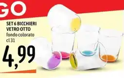 Emisfero Set 6 bicchieri vetro otto fondo colorato offerta