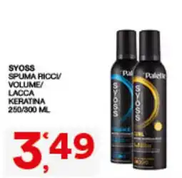 Quick Sisa Syoss spuma ricci/volume/lacca keratina offerta