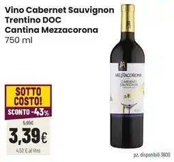 Coop famiglia cooperativa Vino Cabernet Sauvignon Trentino DOC Cantina Mezzacorona offerta