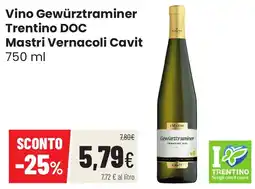 Coop famiglia cooperativa Vino Gewürztraminer Trentino DOC Mastri Vernacoli Cavit offerta