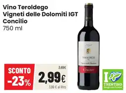 Coop famiglia cooperativa Vino Teroldego Vigneti delle Dolomiti IGT Concilio offerta