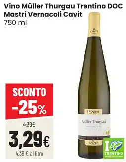 Coop famiglia cooperativa Müller Thurgau Trentino DOC offerta