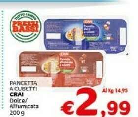 Crai Crai - pancetta affumicata a cubetti 200 g(ml) offerta