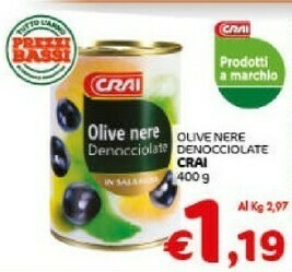 Crai Crai olive nere denocciolate 400 g offerta