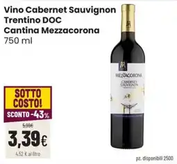 Coop Trentino Vino Cabernet Sauvignon Trentino DOC Cantina Mezzacorona offerta