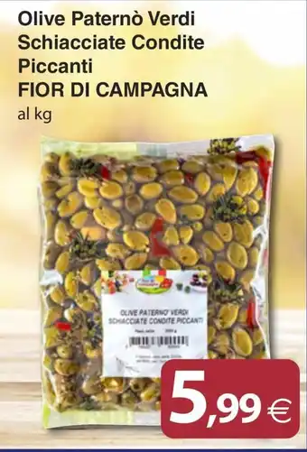 Olive Paternò Verdi Schiacciate Condite Piccanti Fior di Campagna