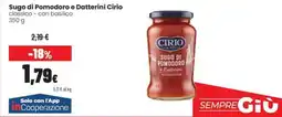 Coop Trentino Sugo di Pomodoro e Datterini Cirio offerta