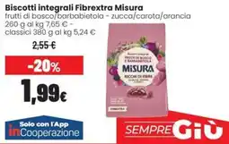 Coop Trentino Biscotti integrali Fibrextra Misura offerta