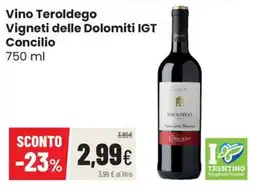Coop Trentino Vino Teroldego Vigneti delle Dolomiti IGT Concilio offerta