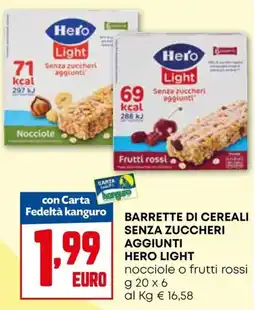 Kanguro Barrette di cereali Hero Light offerta