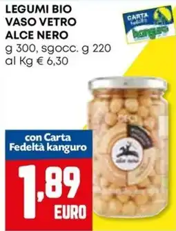Kanguro Legumi bio vaso vetro alce nero offerta