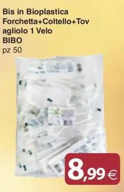 Docks Cash&Carry Bis in Bioplastica Forchetta+Coltello+Tovagliolo 1 Velo BIBO offerta