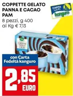 Kanguro Coppette gelato panna e cacao Pam offerta