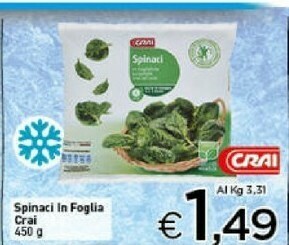 Crai Crai spinaci in foglia offerta