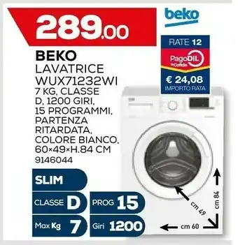 Bricofer Wux71232wi-it lavatrice caricamento frontale 7 kg 1200 giri/min d bianco offerta