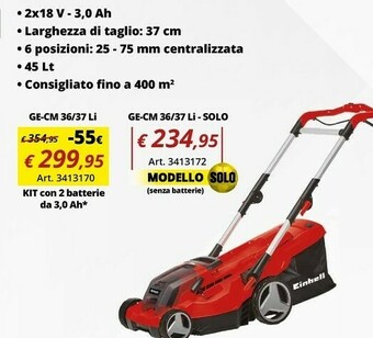 Einhell Tagliaerba a batteria offerta