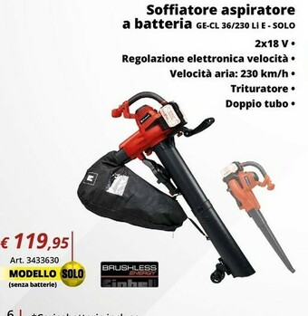 Einhell Soffiatore aspiratore a batteria offerta