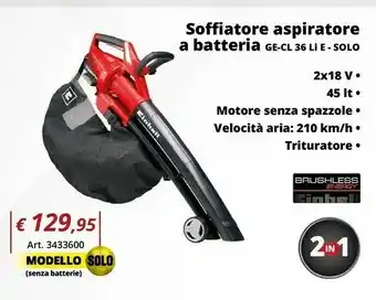 Einhell Soffiatore aspiratore a batteria offerta