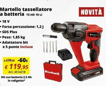Einhell Einhell te-hd 18 li - solo 1100 giri/min offerta
