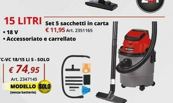 Einhell Set 5 sacchetti in carta offerta