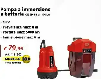 Einhell Einhell pompa a immersione a batteria ge-sp 18 li - solo offerta